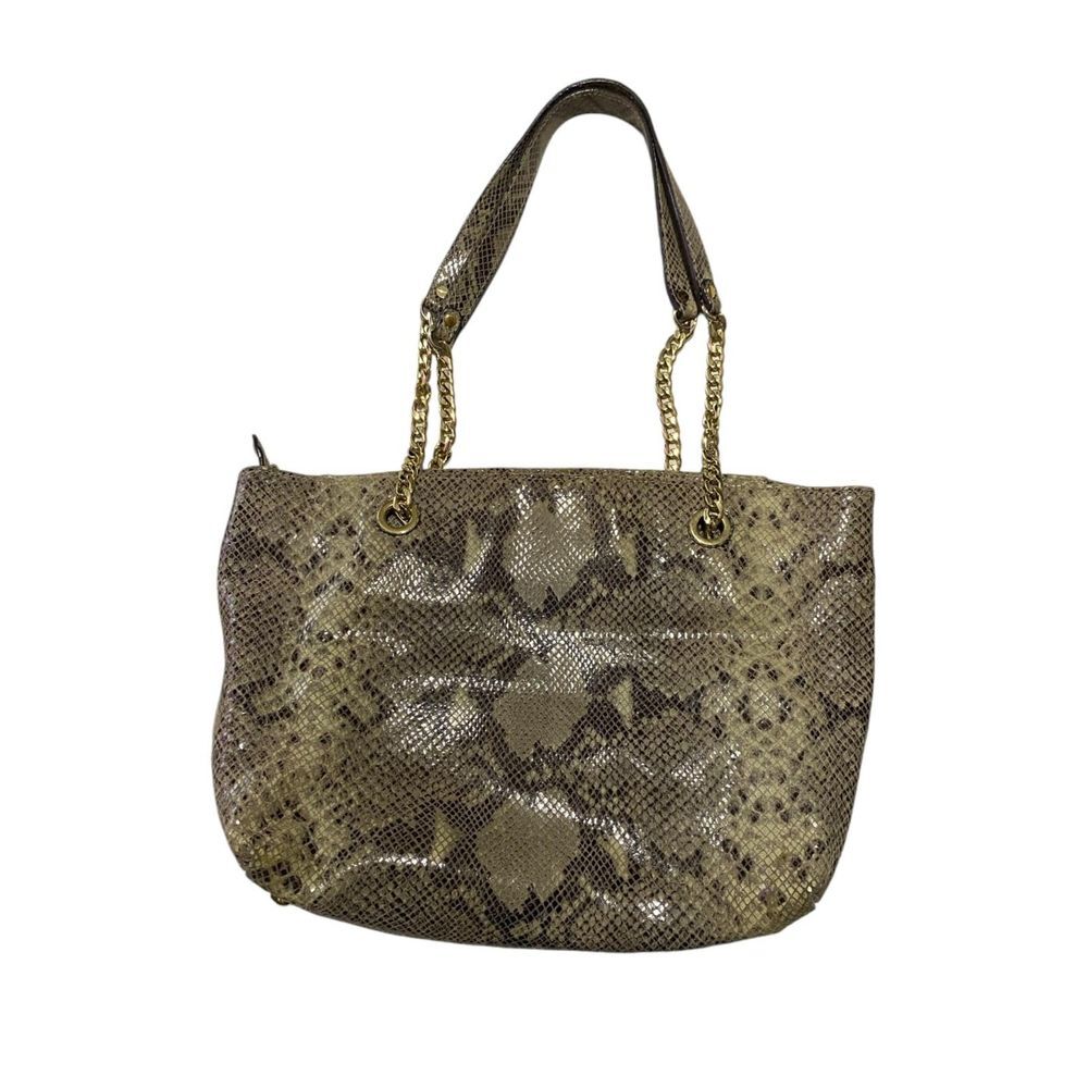 Michael Kors Brown Python Snakeskin Leather Shoulder Bag Chain Strap Embossed - Picture 2 of 9